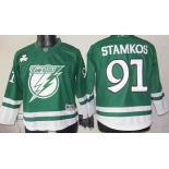 Tampa Bay Lightning #91 Steven Stamkos St. Patrick's Day Green Kids Jersey