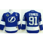 Youth Tampa Bay Lightning #91 Steven Stamkos 2015 Stanley Cup Blue Jersey