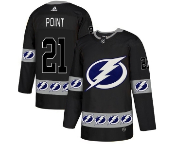 Men's Tampa Bay Lightning #21 Brayden Point Black Team Logos Fashion Adidas Jersey
