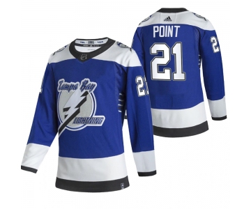 Tampa Bay Lightning #21 Brayden Point Blue Men's Adidas 2020-21 Reverse Retro Alternate NHL Jersey