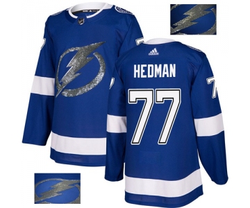 Adidas Lightning #77 Victor Hedman Blue Home Authentic Fashion Gold Stitched NHL Jersey