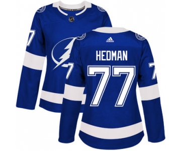 Adidas Tampa Bay Lightning #77 Victor Hedman Blue Home Authentic Women's Stitched NHL Jersey