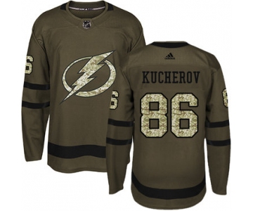 Adidas Lightning #86 Nikita Kucherov Green Salute to Service Stitched NHL Jersey