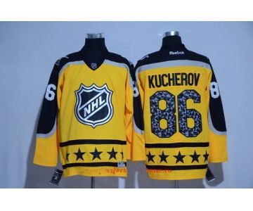 Men's Atlantic Division Tampa Bay Lightning #86 Nikita Kucherov Reebok Yellow 2017 NHL All-Star Stitched Ice Hockey Jersey