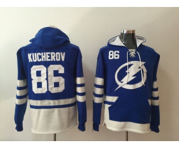 Men's Tampa Bay Lightning #86 Nikita Kucherov Royal Blue Pocket Stitched NHL Old Time Hockey Pullover Hoodie