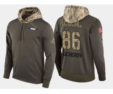 Nike Tampa Bay Lightning 86 Nikita Kucherov Olive Salute To Service Pullover Hoodie