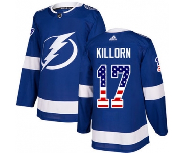 Adidas Lightning #17 Alex Killorn Blue Home Authentic USA Flag Stitched NHL Jersey