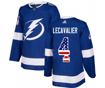 Adidas Lightning #4 Vincent Lecavalier Blue Home Authentic USA Flag Stitched NHL Jersey