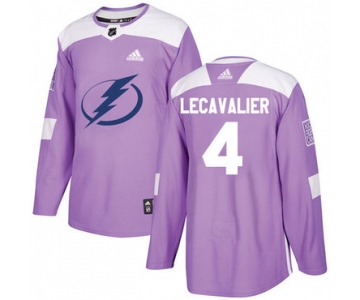 Adidas Lightning #4 Vincent Lecavalier Purple Authentic Fights Cancer Stitched NHL Jersey