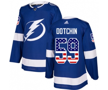 Adidas Lightning #59 Jake Dotchin Blue Home Authentic USA Flag Stitched NHL Jersey