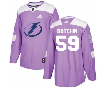 Adidas Lightning #59 Jake Dotchin Purple Authentic Fights Cancer Stitched NHL Jersey