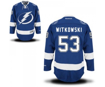 Men's Reebok Tampa Bay Lightning #53 Luke Witkowski Premier Royal Blue Home NHL Jersey - Men's Size