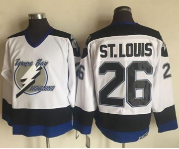 Men's Tampa Bay Lightning #26 Martin St. Louis White 2003-04 Throwback Stitched NHL CCM Vintage Jersey