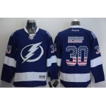 Men's Tampa Bay Lightning #30 Ben Bishop USA Flag Fashion Blue Jersey