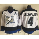 Men's Tampa Bay Lightning #4 Vincent Lecavalier White 2003-04 Throwback Stitched NHL CCM Vintage Jersey