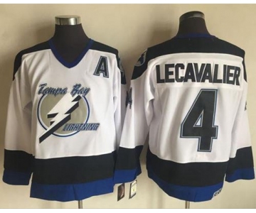 Men's Tampa Bay Lightning #4 Vincent Lecavalier White 2003-04 Throwback Stitched NHL CCM Vintage Jersey
