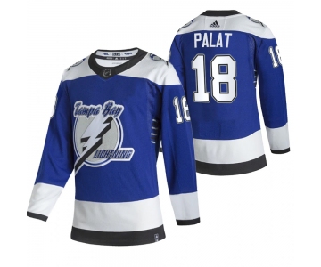 Tampa Bay Lightning #18 Ondrej Palat Blue Men's Adidas 2020-21 Reverse Retro Alternate NHL Jersey