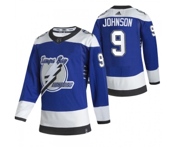 Tampa Bay Lightning #9 Tyler Johnson Blue Men's Adidas 2020-21 Reverse Retro Alternate NHL Jersey