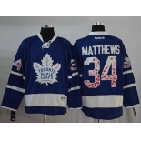 Maple Leafs #34 Auston Matthews Blue Canada Flag Fashion Stitched NHL Jersey