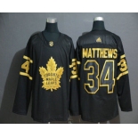 Men's Toronto Maple Leafs #34 Auston Matthews Black Golden Adidas Stitched NHL Jersey