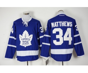 Men's Toronto Maple Leafs #34 Auston Matthews Royal Blue 2016-17 Home 100TH Anniversary Hockey Jersey