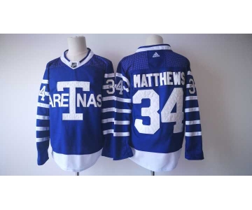 Men's Toronto Maple Leafs #34 Auston Matthews Royal Blue Arenas 2017-2018 Hockey Stitched NHL Jersey