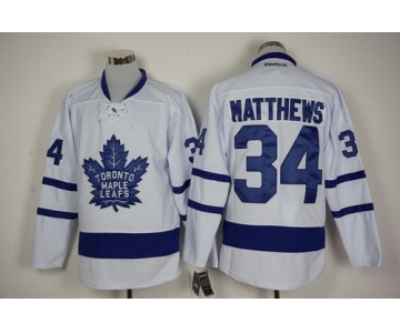 Men's Toronto Maple Leafs #34 Auston Matthews White 2016-17 Away 100TH Anniversary Hockey Jersey