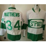 Men's Toronto Maple Leafs #34 Auston Matthews White 2017 St. Patrick's Day Green Stitched NHL Reebok Hockey Jersey