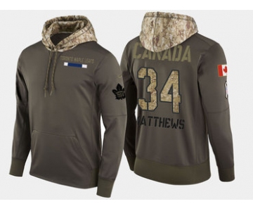 Nike Toronto Maple Leafs 34 Auston Matthews Olive Salute To Service Pullover Hoodie
