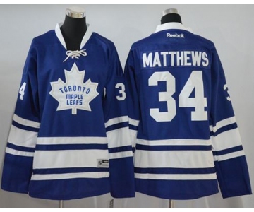 Women's Toronto Maple Leafs #34 Auston Matthews Blue Third Stitched NHL Reebok Hockey Jersey
