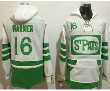 Men's Toronto Maple Leafs #16 Mitchell Marner White 2017 St. Patrick's Day Green Stitched NHL Old Tim Hockey Hoodie