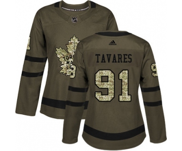 Adidas Maple Leafs #91 John Tavares Green Salute to Service Women's Stitched NHL Jersey