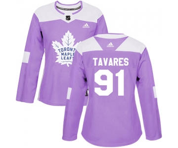 Adidas Maple Leafs #91 John Tavares Purple Authentic Fights Cancer Women's Stitched NHL Jersey