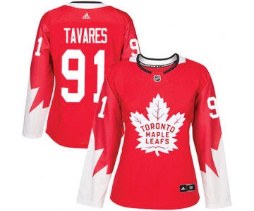 Adidas Maple Leafs #91 John Tavares Red Team Canada Authentic Women's Stitched NHL Jersey