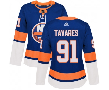 Adidas New York Islanders #91 John Tavares Royal Blue Home Authentic Women's Stitched NHL Jersey