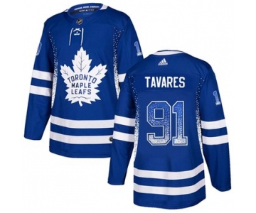 Adidas Toronto Maple Leafs #91 John Tavares Blue Home Authentic Drift Fashion Stitched NHL Jersey