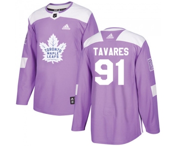 Adidas Toronto Maple Leafs #91 John Tavares Purple Authentic Fights Cancer Stitched NHL Jersey
