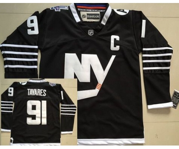 Men's New York Islanders #91 John Tavares 2015 Reebok Black Premier Alternate Jersey