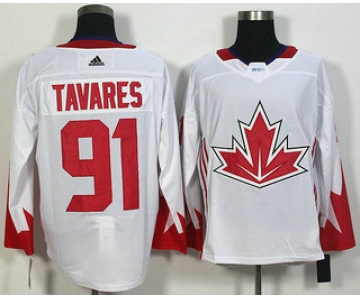Men's Team Canada #91 John Tavares White 2016 World Cup of Hockey Game Jersey
