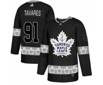 Men's Toronto Maple Leafs #91 John Tavares Black Team Logos Fashion Adidas Jersey
