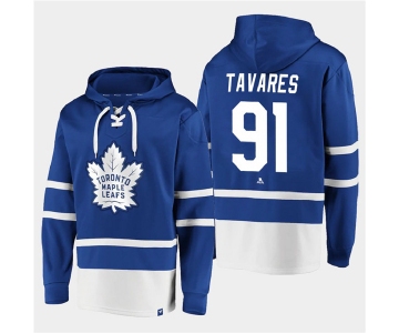 Men's Toronto Maple Leafs #91 John Tavares Blue All Stitched Sweatshirt Hoodie