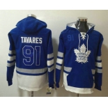 Men's Toronto Maple Leafs #91 John Tavares Royal Blue Pocket Stitched NHL Old Time Hockey Pullover Hoodie