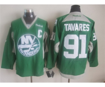 New York Islanders #91 John Tavares 2014 Training Green Jersey