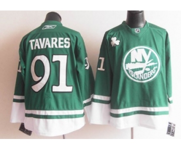New York Islanders #91 John Tavares St. Patrick's Day Green Jersey