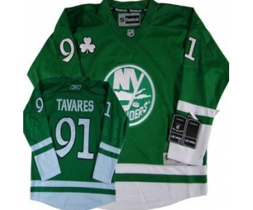New York Islanders #91 John Tavares St. Patrick's Day Green Kids Jersey