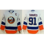 New York Islanders #91 John Tavares White Kids Jersey