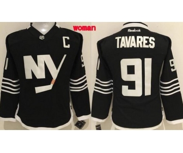 Women's New York Islanders #91 John Tavares 2015 Reebok Black Premier Alternate Jersey