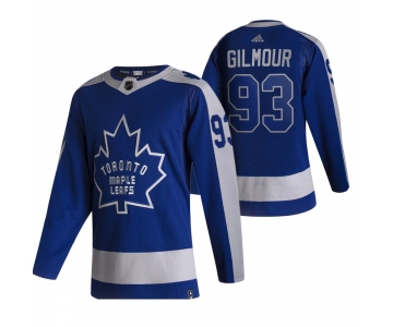 Toronto Maple Leafs #93 Doug Gilmour Blue Men's Adidas 2020-21 Reverse Retro Alternate NHL Jersey