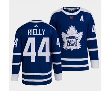 Men's Toronto Maple Leafs Black #44 Morgan Rielly Blue 2022 Reverse Retro Stitched Jersey