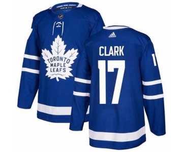 Adidas Maple Leafs #17 Wendel Clark Blue Home Authentic Stitched NHL Jersey